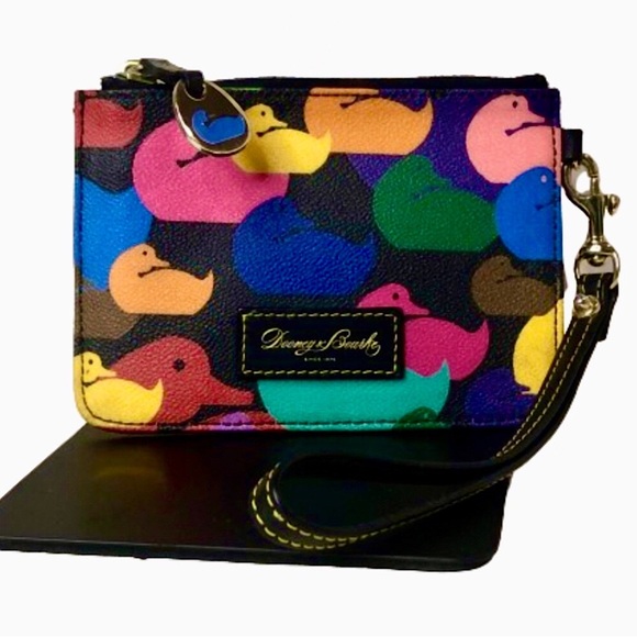 DOONEY BOURKE Rainbow Zipper Colorful WONDER DUCK Dooney Duck Wristlet RARE - Picture 7 of 7